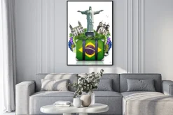 Plakat: Brazylia, brazylia zabytki, podróże i retro walizka