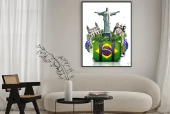 Plakat: Brazylia, brazylia zabytki, podróże i retro walizka