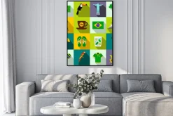 Plakat: Brazylia ikony płaskim