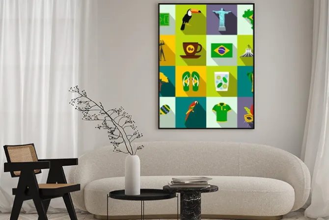 Plakat: Brazylia ikony płaskim