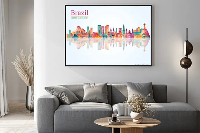 Plakat: Brazylia landmark skyline. ilustracji wektorowych