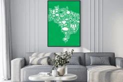 Plakat: Brazylia mapę z ikonami.