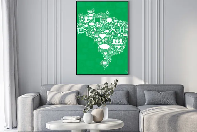 Plakat: Brazylia mapę z ikonami.