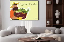 Plakat: Brodaty rolnik lub ogrodnik w kapelusz gospodarstwa drewniane