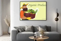 Plakat: Brodaty rolnik lub ogrodnik w kapelusz gospodarstwa drewniane