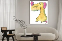 Plakat: Brązowy pies z różowe uszy kreskówki akwarela izolowane