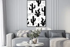 Plakat: Cactus seamless pattern background, succulent modern texture,