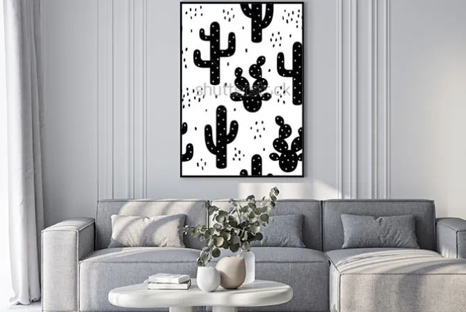 Plakat: Cactus seamless pattern background, succulent modern texture,