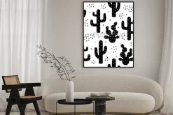 Plakat: Cactus seamless pattern background, succulent modern texture,