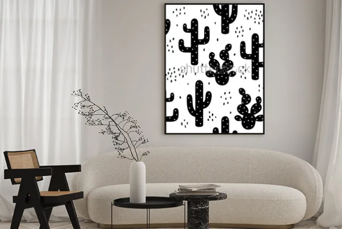 Plakat: Cactus seamless pattern background, succulent modern texture,