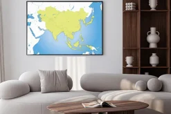 Plakat: Carte asie, frontières et fleuve