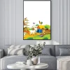 Plakat: Cartoon farm scene with animal goat having fun on white background