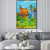 Plakat: Cartoon forest scene with prince and princess standing on path