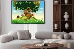 Plakat: Cartoon landscape with animals. illustration, isolated objects