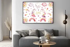 Plakat: Cartoon unicorn set. watercolor for decoration design. funny