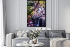 Plakat: Cascada y viejo abedul, serra dos ancares, lugo, galicja