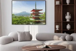 Plakat: Cel podróży - mt. fuji z czerwonym pagoda w spring, fujiyos