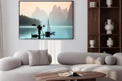 Plakat: Chiński mężczyzna połowów z kormorany ptaków