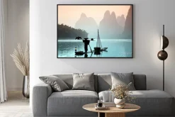 Plakat: Chiński mężczyzna połowów z kormorany ptaków