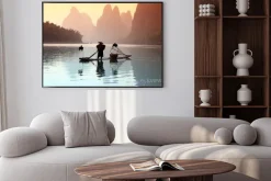 Plakat: Chiński rybacki człowiek z kormorany ptaków