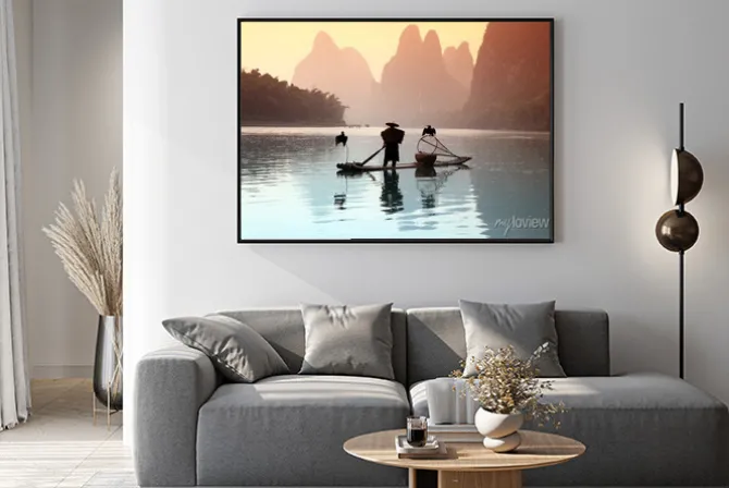 Plakat: Chiński rybacki człowiek z kormorany ptaków