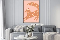 Plakat: Christmas doodle character fox santa childish cartoon boho naive