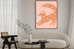 Plakat: Christmas doodle character fox santa childish cartoon boho naive