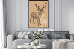 Plakat: Christmas reniferów z geometrycznym wzorem, wektor