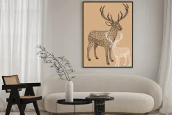 Plakat: Christmas reniferów z geometrycznym wzorem, wektor