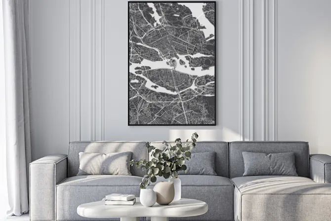 Plakat: City map stockholm, monochrome detailed plan, vector illustration