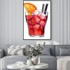 Plakat: Cocktail with ice and orange isolated on white background, watercolor