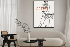 Plakat: Coffee ilustracja kobieta z kawą
