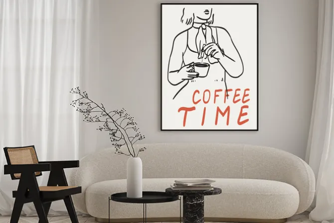Plakat: Coffee time nowoczesna ilustracja