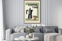 Plakat: Coffee time nowoczesna ilustracja z kawą