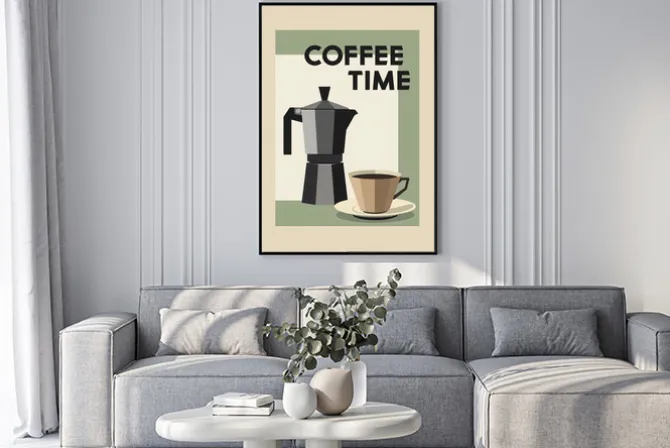 Plakat: Coffee time nowoczesna ilustracja z kawą