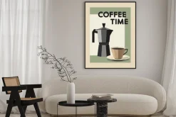 Plakat: Coffee time nowoczesna ilustracja z kawą