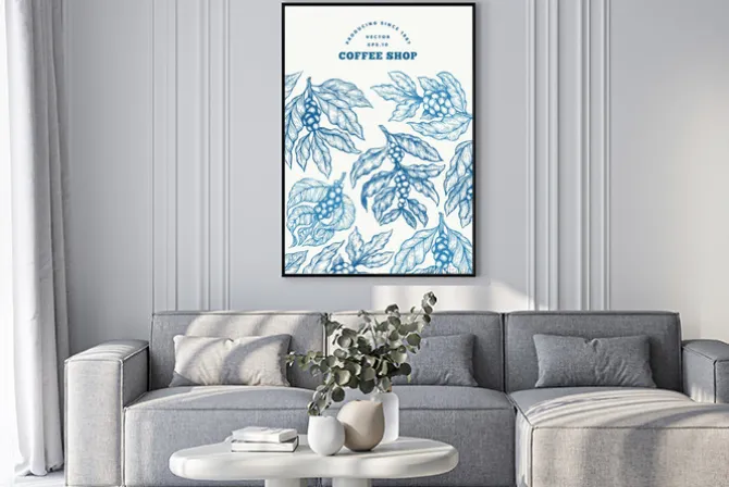 Plakat: Coffee tree branch vector illustration. vintage coffee background.