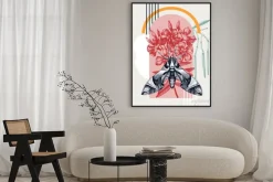 Plakat: Collage style oleander hawk moth vector illustration. hand-sketched