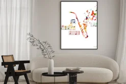 Plakat: Colorful saxophone design with butterflies