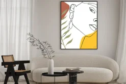 Plakat: Continuous line, drawing of woman face, fashion concept, woman