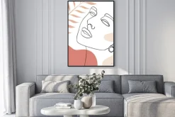 Plakat: Continuous line, drawing of woman face, fashion concept, woman