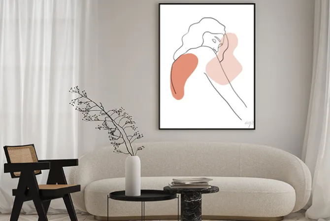 Plakat: Continuous line, drawing of beauty woman face, fashion concept,