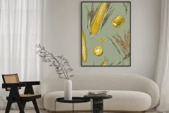 Plakat: Corn on the cob vintage design seamless pattern