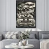 Plakat: Custom cars motorshow vintage poster