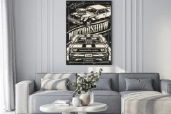 Plakat: Custom cars motorshow vintage poster