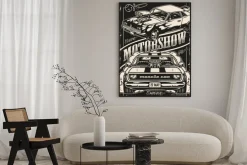 Plakat: Custom cars motorshow vintage poster