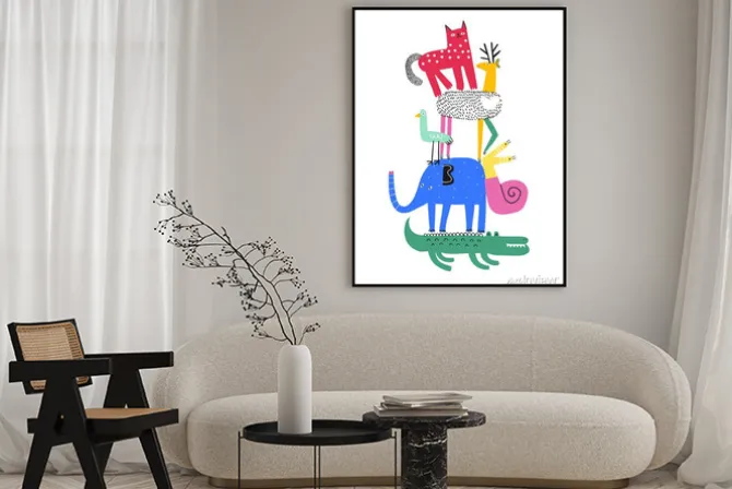 Plakat: Cute animals. t-shirt graphics for kids vector illustration.