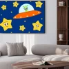 Plakat: Cute cartoon cudzoziemca ufo w przestrzeni z słodkim piękne stars