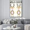 Plakat: Cute cartoon deer. composition with folk art animals and floral