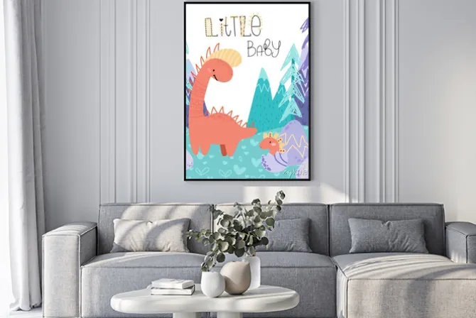 Plakat: Cute childish hand drawing. prehistoric period. vector scandinavian